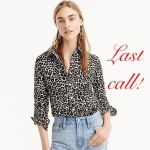 ⚡️ $10 FINAL SALE ⚡️ J.Crew Women’s Perfect Fit Shirt, Leopard Print Top, S